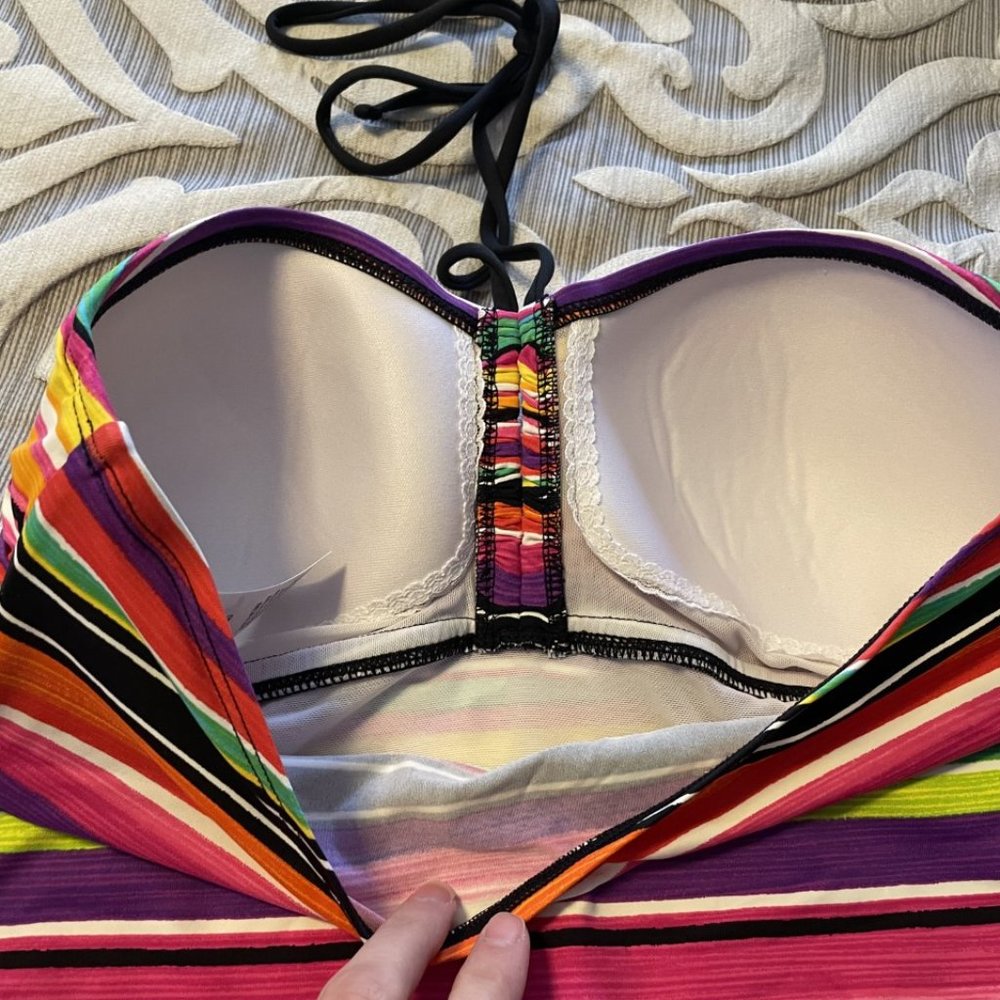 EUC Womens Ralph Lauren 2 piece Swimsuit Tankini Size 8 Multi-Colored Stripes - Picture 6 of 7